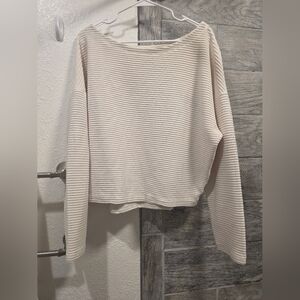 Z Supply Cream Ribbed Long Sleeve Top